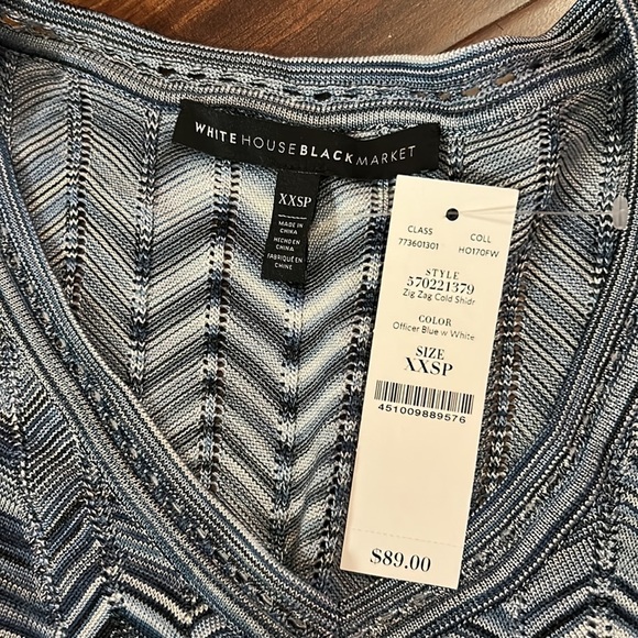 WHITE HOUSE BLACK MARKET Zig Zag Cold Shoulder Long Sleeve Blouse size XXSP - Picture 6 of 11